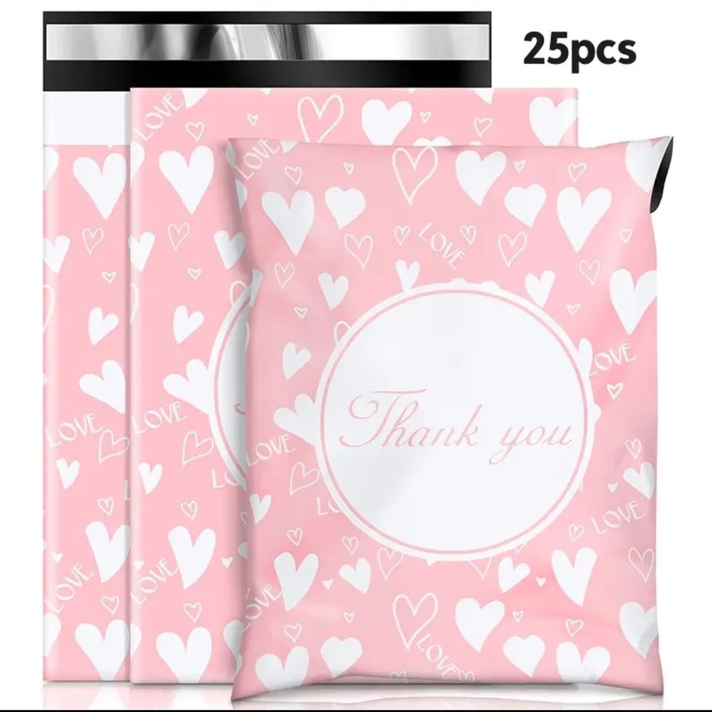 Pink heart Plastic Mail Bag 25 Plastic Transport Bag for Mail Transport Envelope